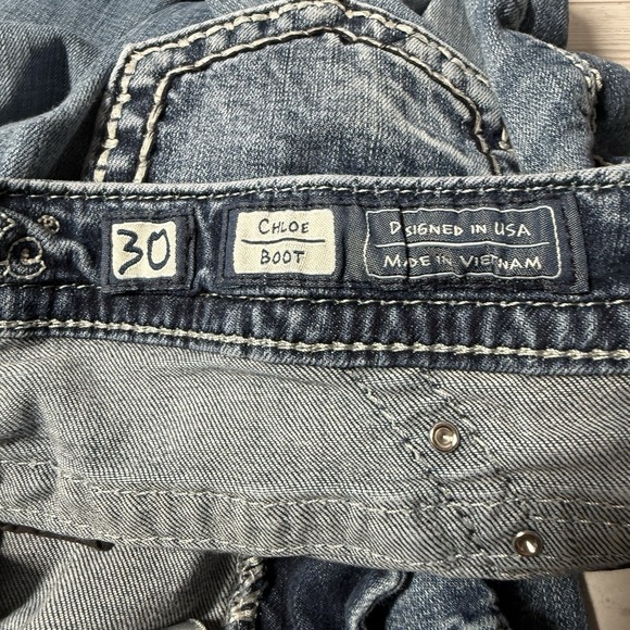 Miss Me Chloe Boot Jeans Women 30 Mid Rise Embellished 30x30 Distressed Bling - Picture 7 of 16